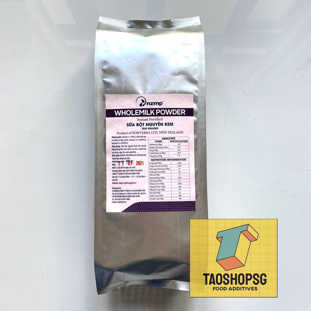 500g Bột sữa Newzealand - Sữa Bột Nguyên Kem Tan Nhanh Fonterra chứa vitamin gói 500gram.