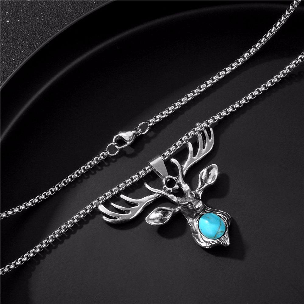 Vòng cổ Thép Titan Mặt Hình Đầu Hươu Sáng Tạo Cho Nam Nữ