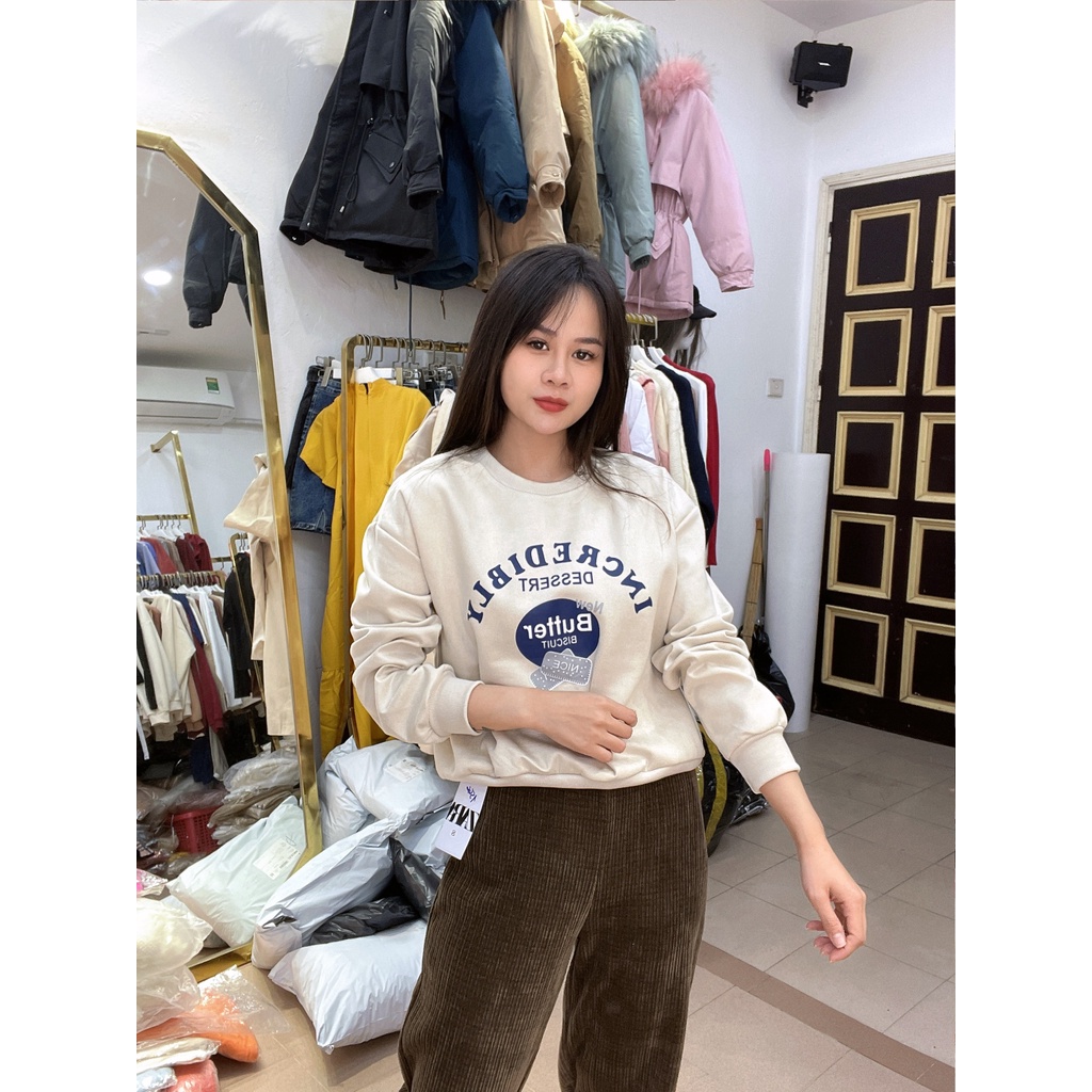 Áo nỉ cổ tròn chất liệu da lộn in chữ cá tính 1552 IMES SHOP | BigBuy360 - bigbuy360.vn