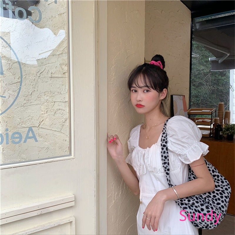 Đầm trắng phối bèo thời trang mùa hè cho nữ