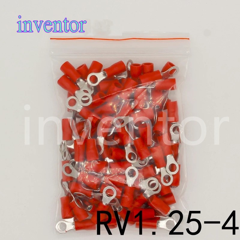 50PCS RV1.25-4 đầu nối dây cách điện vòng màu đỏ Đầu nối dây điện Đầu nối dây cáp RV1-4 RV