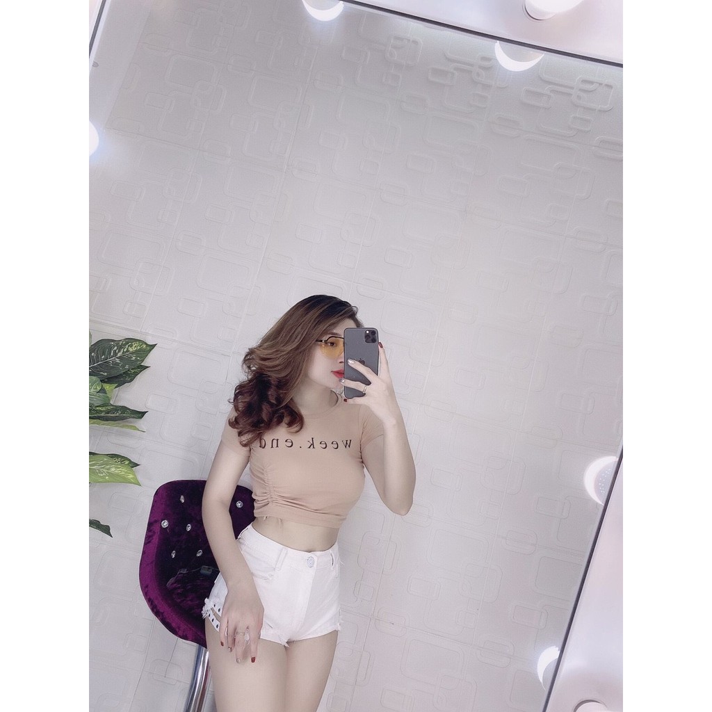 Áo thun bozip weekend rút dây bên xinh xinh