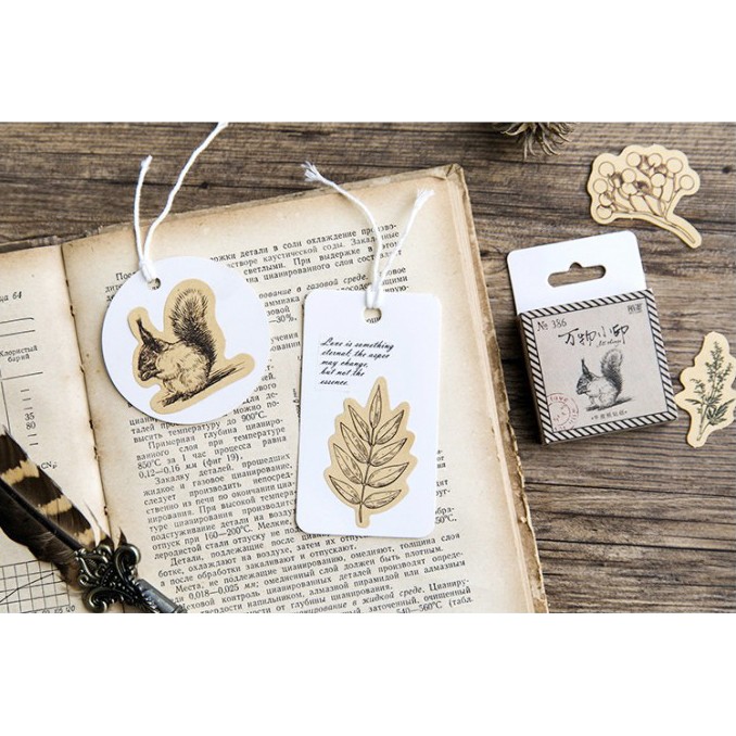 Hộp 46 miếng sticker mẫu thư bút vintage