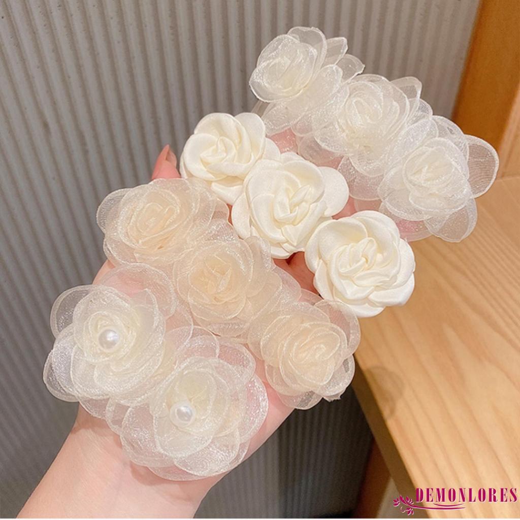 Kẹp tóc hình hoa trà dễ thương bằng kim loại cho nữ
