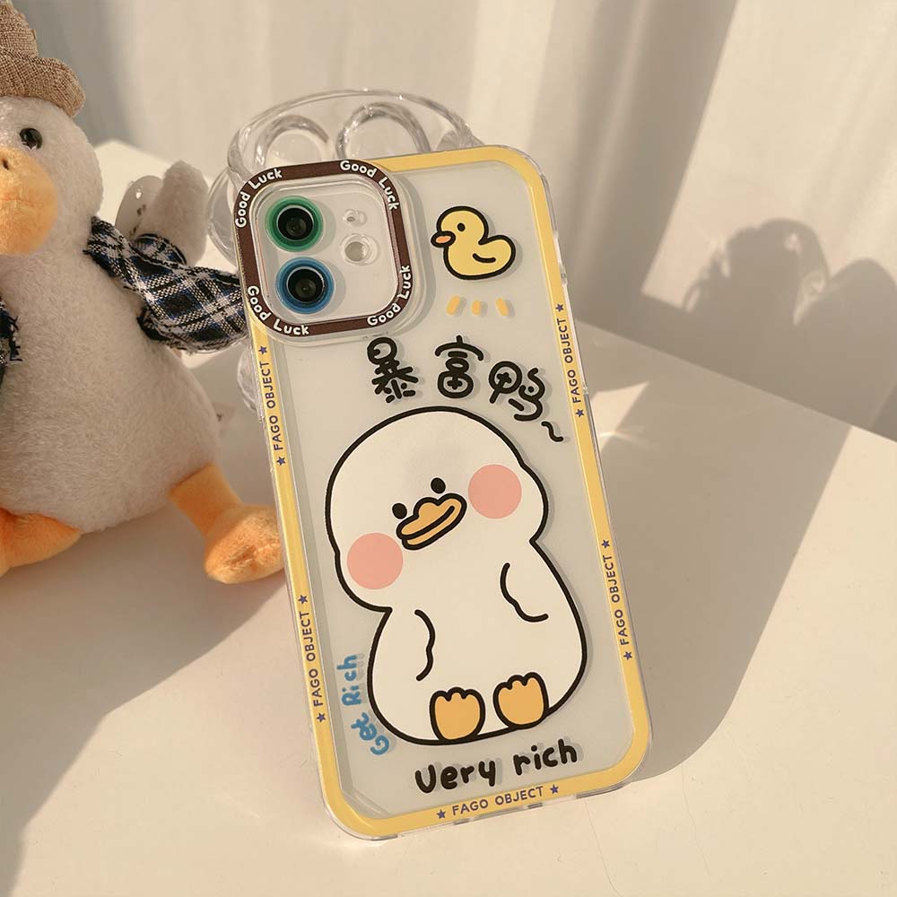 Ốp iPhone silicone dẻo mẫu chú vịt giàu có cute mang đến điều may mắn, TPU case iPhone Rich Duck