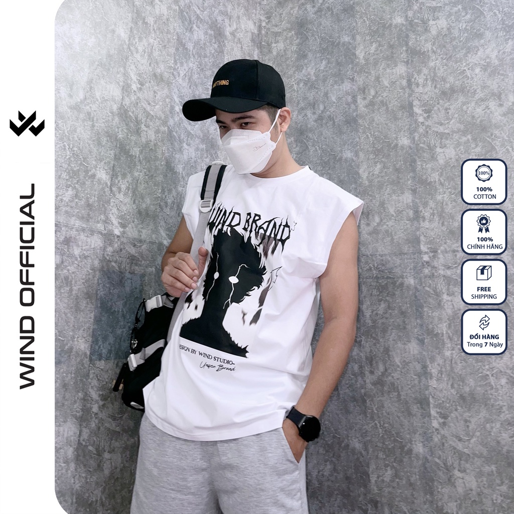 Áo thun ba lỗ form rộng WIND unisex sát nách Anime tanktop thời trang nam nữ oversize