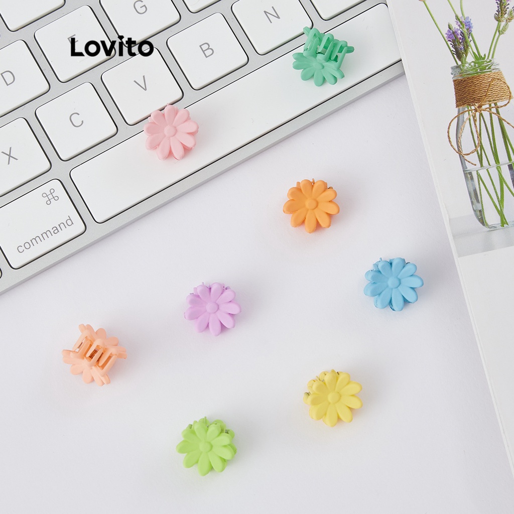Kẹp tóc Lovito Màu sắc kẹo hoa trơn Gói 50 chiếc có túi zip LL4034 dễ thương (1/2/3/4)