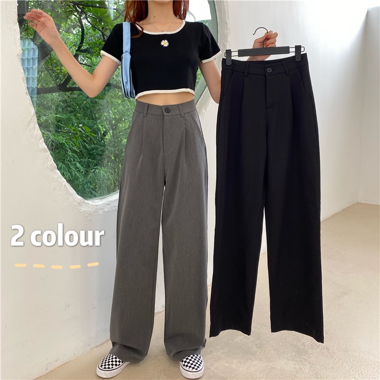 Quần vải ống suông cạp cao ống rộng phong cách Hàn Quốc cực thời trang style sành điệu