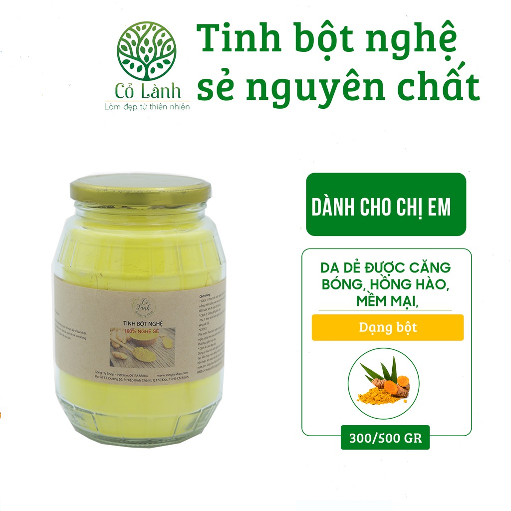 Tinh bột nghệ sẻ nguyên chất Cỏ Lành dùng để uống trực tiếp hoặc đắp mặt nạ giúp da dẻ được căng bóng, hồng hào, mềm mại