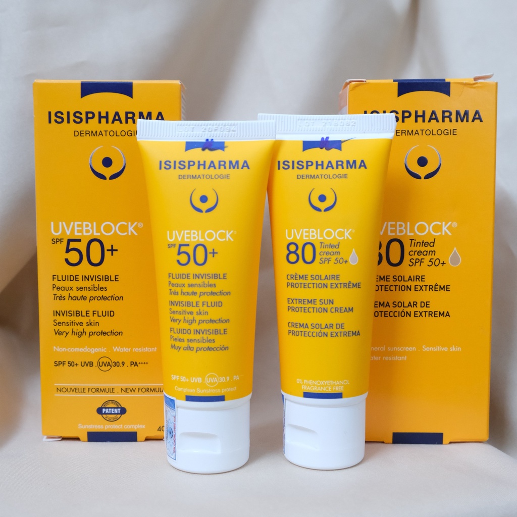 Kem Chống Nắng Có Màu Cho Da Nhạy Cảm Isis Pharma Uveblock 80 Tinted Cream Spf 50+ 40Ml CHÍNH HÃNG