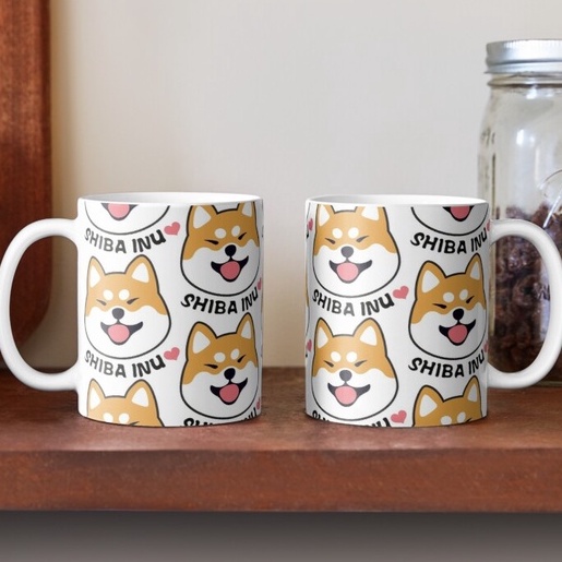 Ly sứ cốc sứ trắng chó Shiba cốc cá nhân quà tặng ấn tượng