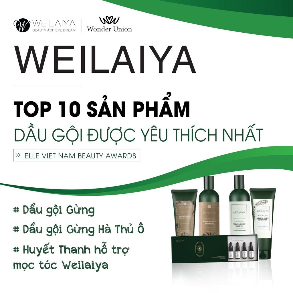 Dầu Gội Gừng Weilaiya Chính Hãng Trọn Bộ Gội 400ml &amp; Xả 250ml Ngăn Rụng Tóc Gíup Mọc Tóc Giảm Rụng Tóc Sau 15-20 Lần Gội