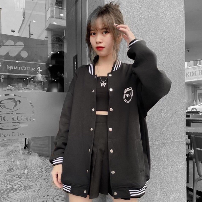 [ Rẻ Vô Địch] Áo Khoác Bomber Mặt Cười Unisex