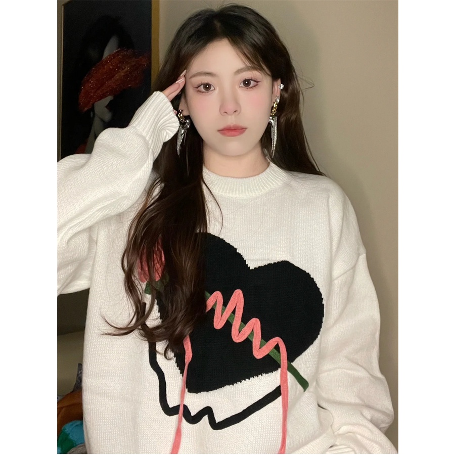 Áo sweater dệt kim DIDIKA phong cách Hàn Quốc thời trang thu đông oversize cho nữ