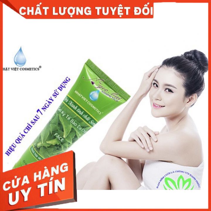 Gel Tẩy Tế Bào Chết Trà Xanh Nhật Việt 100ml-giúp tẩy sạch lớp da sần sùi -giúp thông thoáng lỗ chân lông- da sáng mịn