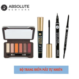 Bộ sản phẩm trang điểm mắt tự nhiên Absolute New York [bảng màu mắt, mascara, kẻ mắt nước, kẻ mày]