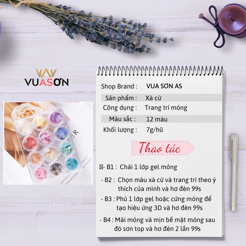 Xà cừ vân đá nail trang trí móng kiểu hàn quốc VUA SƠN AS