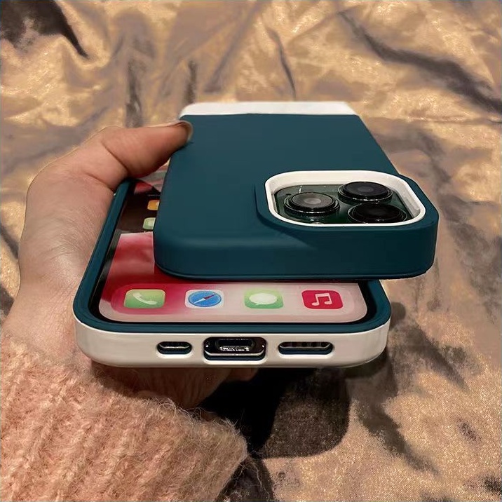 Ốp Điện Thoại Silicon Kết Hợp Màu Trắng Và Xanh Lá Dành Cho IPhone 12 13 11 Pro Max X Xs Max Xr 7 8 Plus