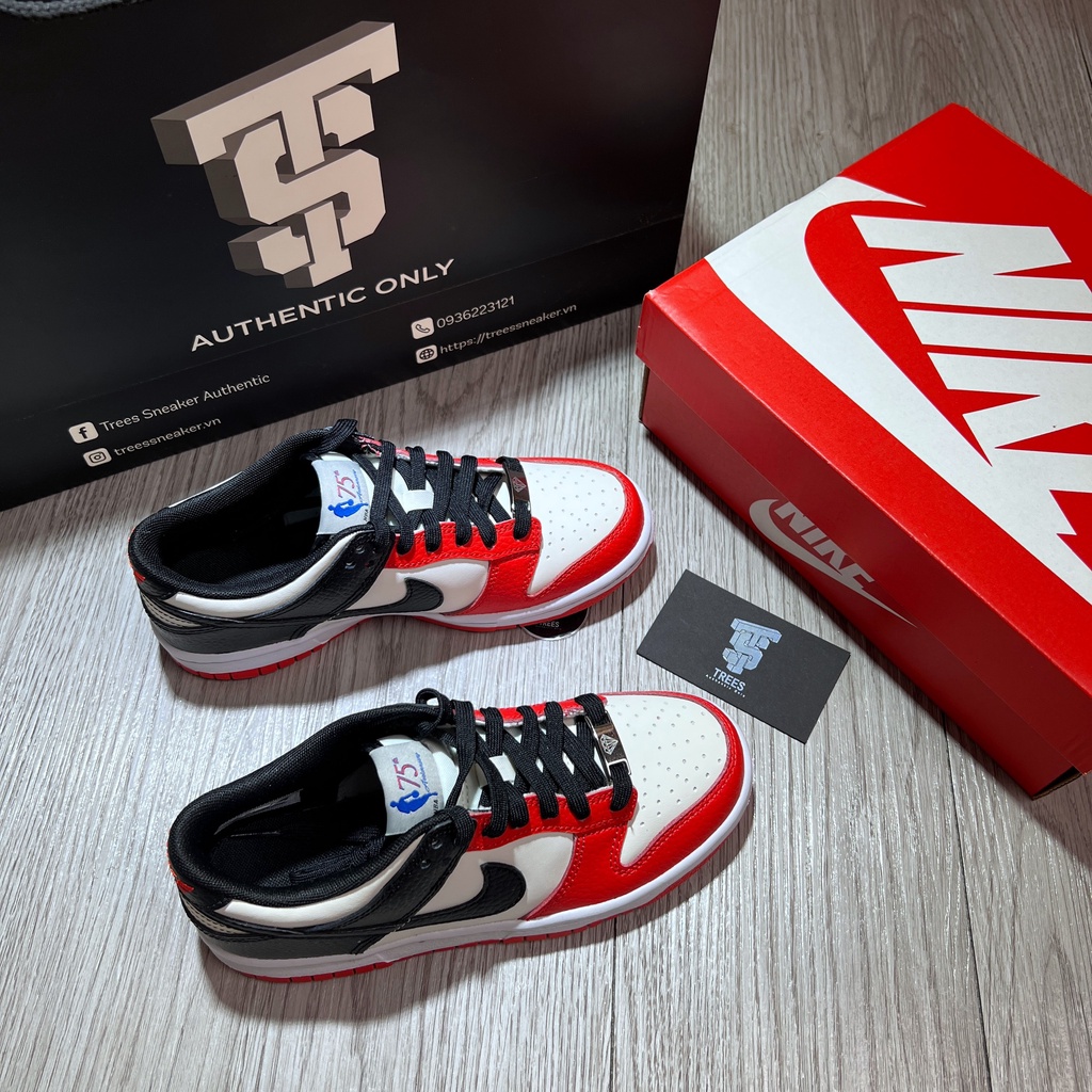 [CHÍNH HÃNG] Giày thể thao NIKE NBA x DUNK LOW EMB GS 75th Anniversary Chicago