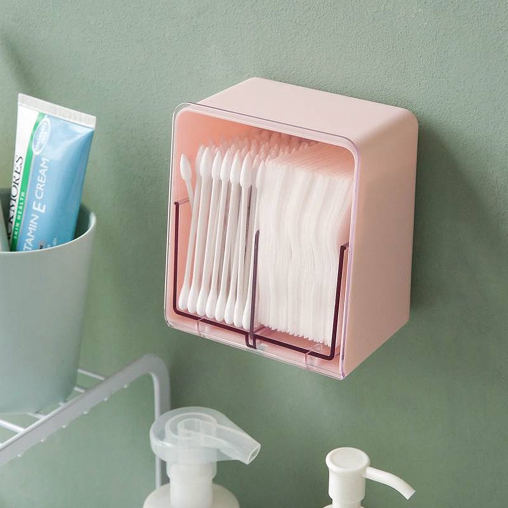 Hộp đựng tăm bông gắn tường bằng acrylic chống bụi sắp xếp gọn gàng đa dụng tiện lợi