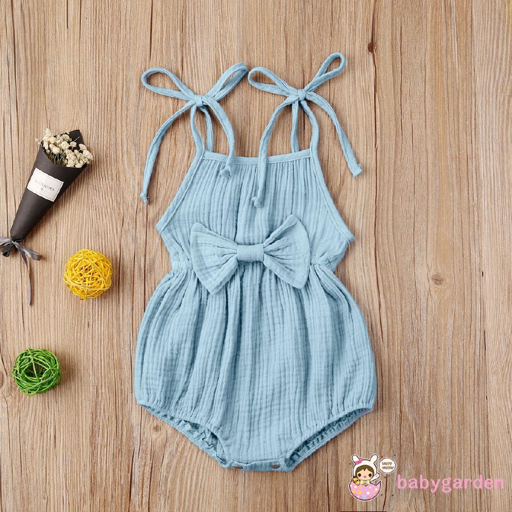 Jumpsuit Sát Nách Phối Nơ Cho Bé Gái 0-2 Tuổi