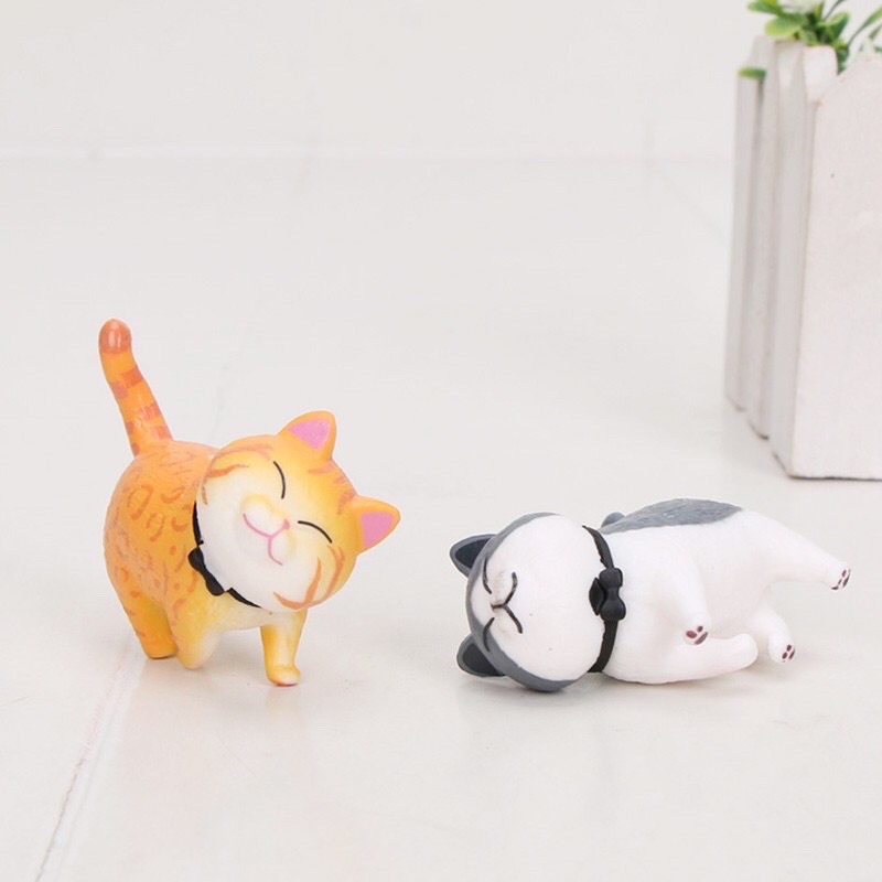 Set 9 Mô Hình Mèo Xinh Xắn Chất Liệu PVC  Cartoon Kawaii Cats Small Bell Action Figure Toy