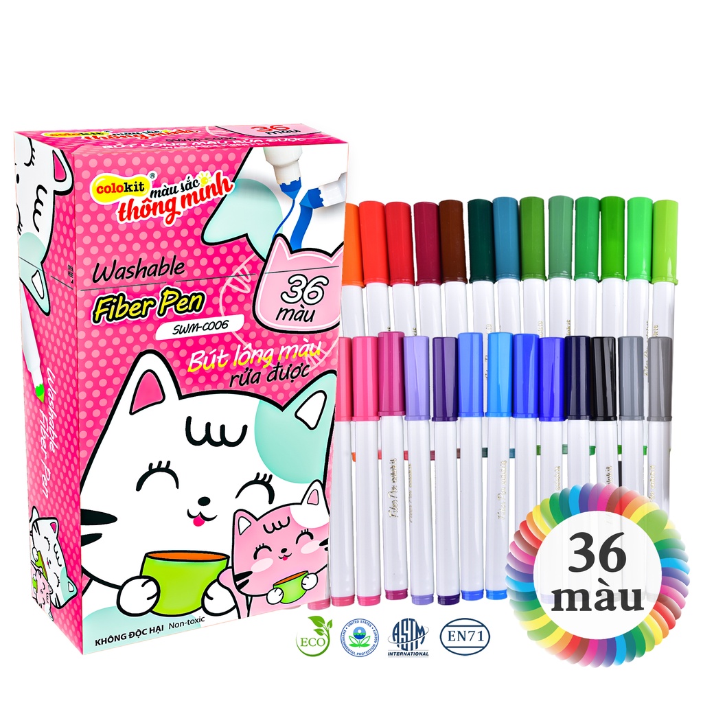 [Nowship] BÚT LÔNG MÀU Fiber Pen Colokit 20 Màu, 36 Màu, Bút Viết Calligraphy, Hán Tự, Thư Pháp - Hàng Chính Hãng TL