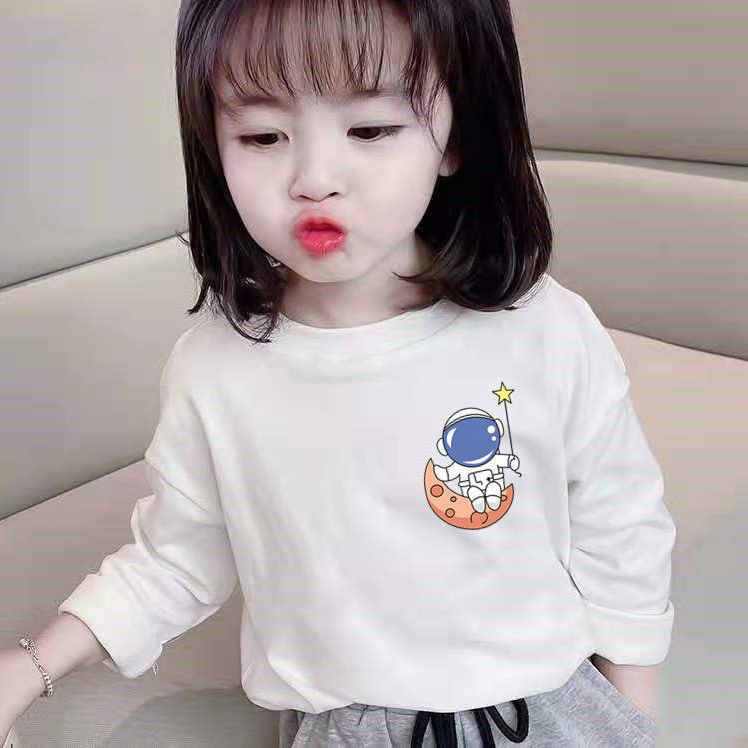 Mới Áo Thun Cotton Tay Dài Màu Trắng Trơn Thời Trang 2022 Cho Bé Gái