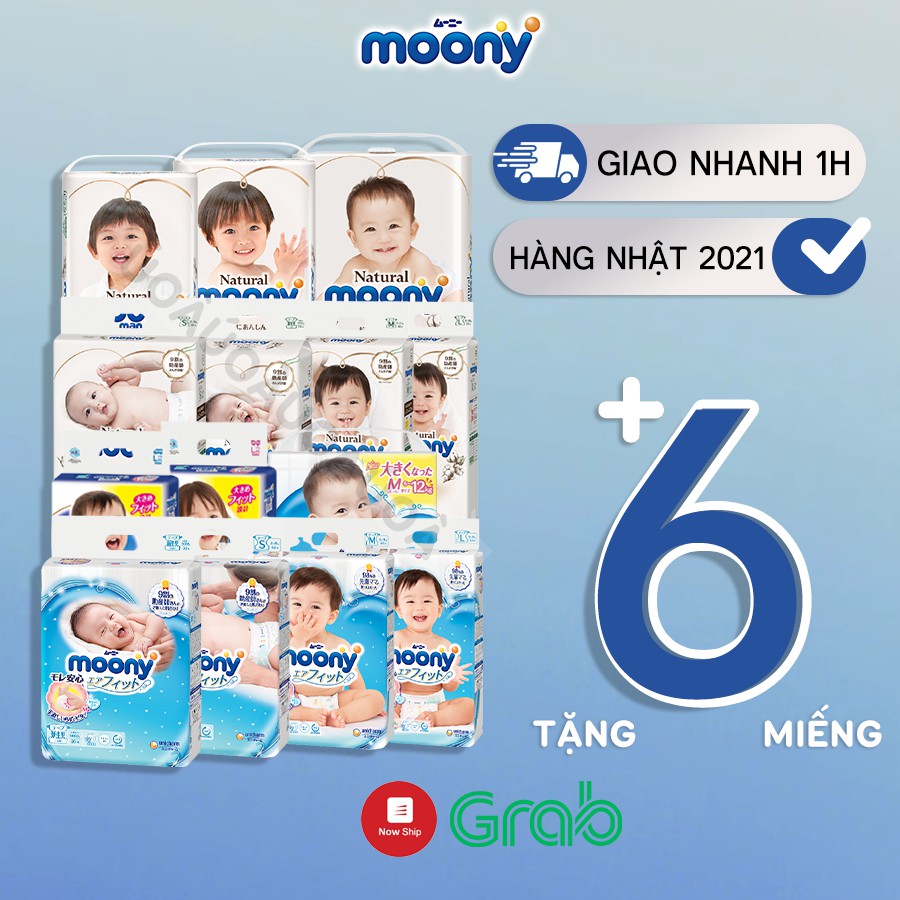 Bỉm (tả) dán/quần Moony đủ size nb90/s84/m64/m58/l54/l44/xl38 (hàng mới 2021) – Ú Òa