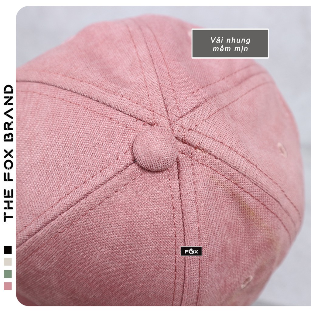 Mũ lưỡi trai nón kết thời trang chất nhung phong cách ulzzang unisex thêu chữ the fox