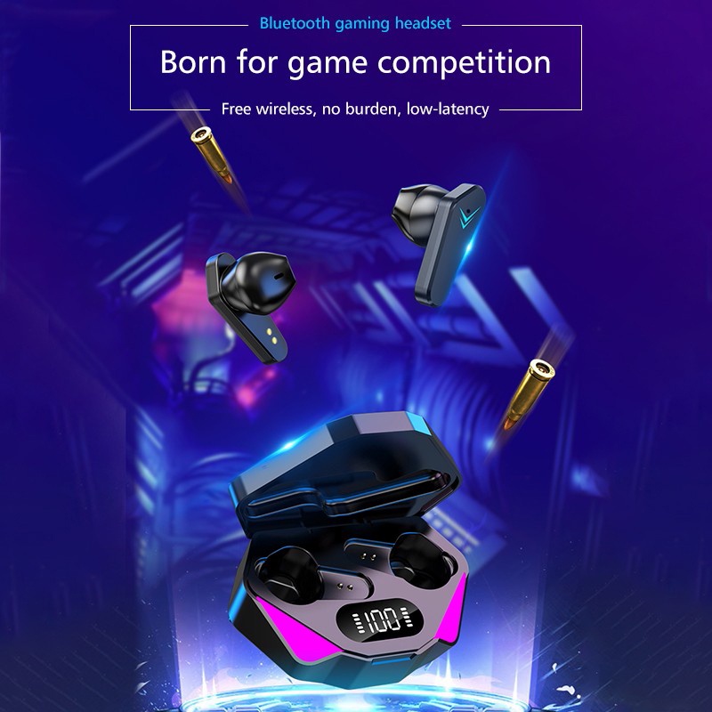 Tai Nghe Bluetooth Không Dây X15 TWS Có Đèn LED Dùng Để Chơi Game Dành Cho iPhone Xiaomi Redmi