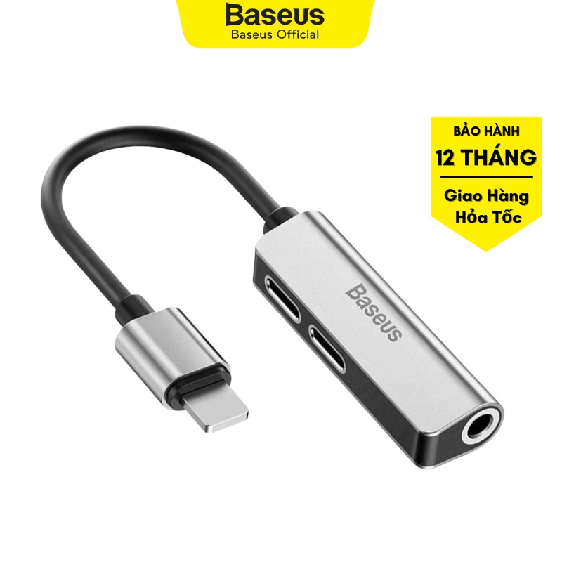 Cáp chuyển đổi 3in1 Baseus Adapter L52| Audio 3.5mm+2 L, Sạc pin, Nghe nhạc, Truyền dữ liệu, Đàm thoại, BH 12th