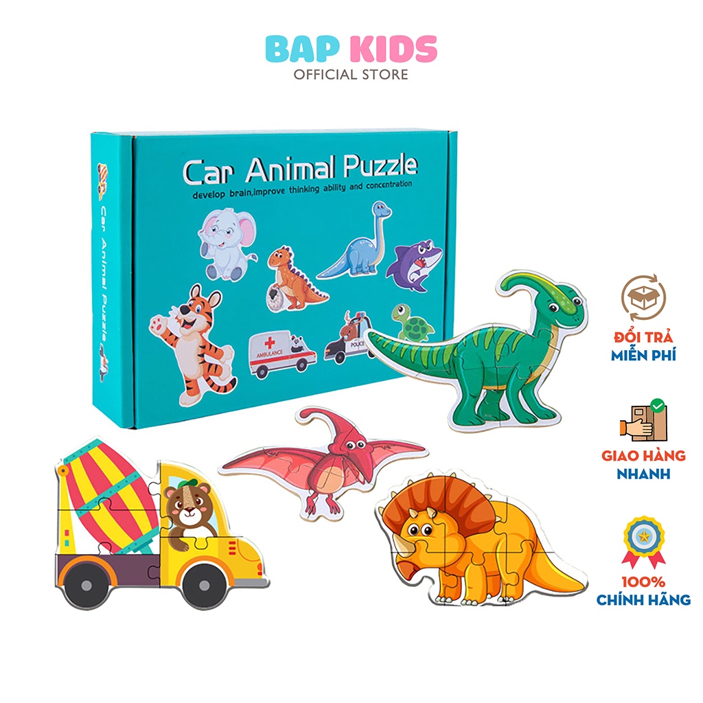 Đồ chơi cho bé ghép hình lắp ráp con vật và phương tiện giao thông Đồ chơi giáo dục Bapkids