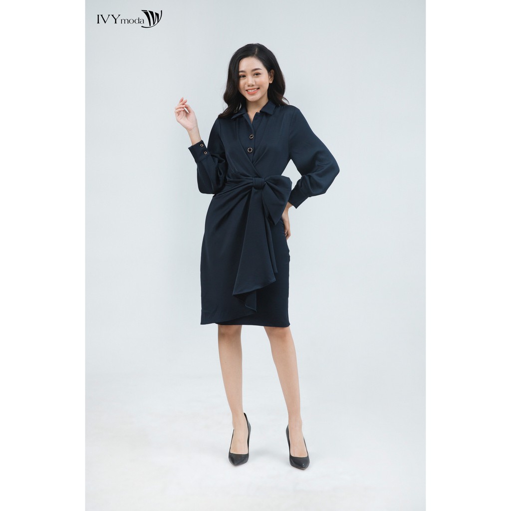 Đầm xếp tay dài thiết kế IVY moda MS 48M5116
