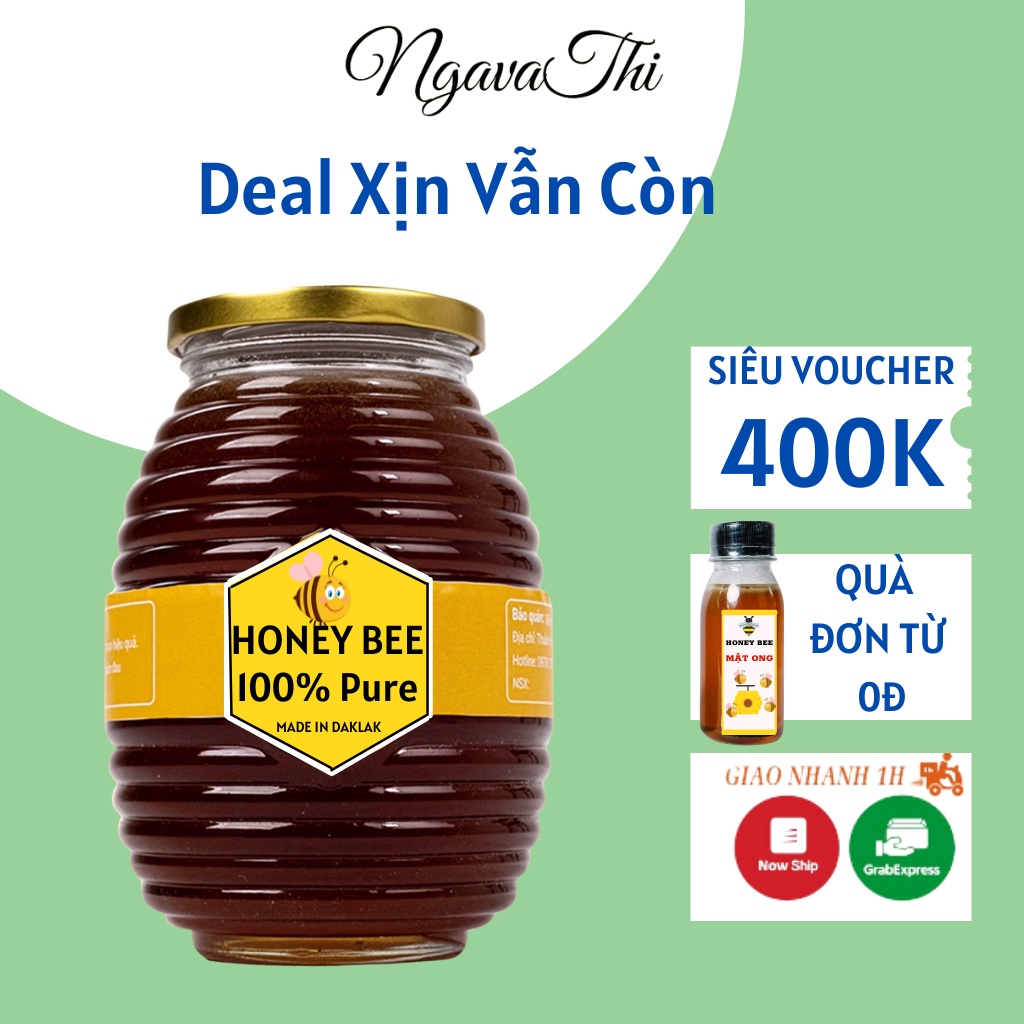 Mật Ong Nguyên Chất NGAVATHI SHOP Chính Gốc Tây Nguyên, Mật Ong Hoa Cà Phê Vàng Sánh 100ml Chai Thủy tinh