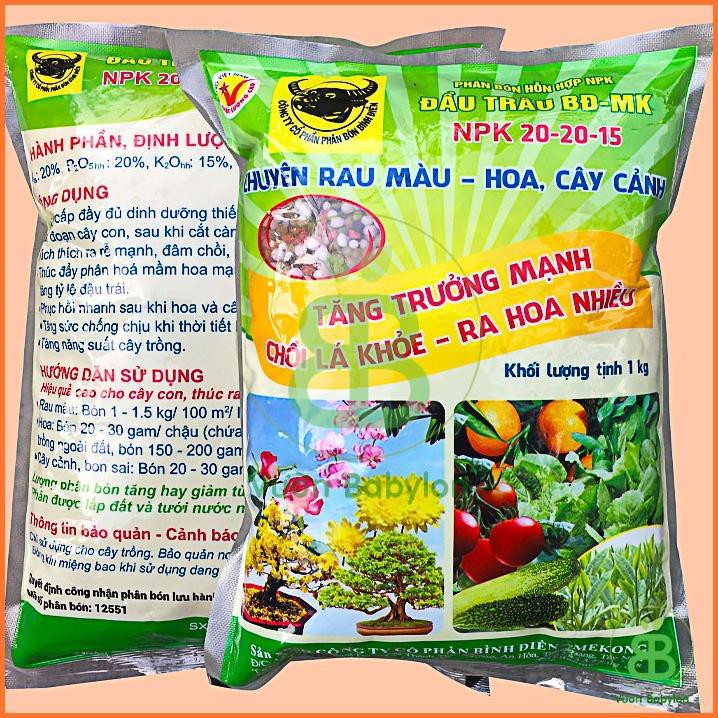 (HOT) Phân Bón Đầu Trâu NPK 20-20-15 Chuyên Cho Hoa, Cây Cảnh Giúp Cây Ra Hoa, Hoa Đẹp, Lâu Tàn