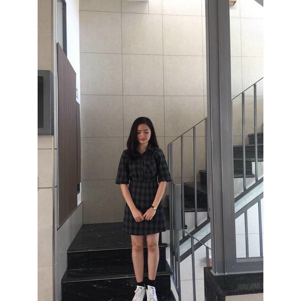 [ Mã FAMAYWA2 giảm 10K đơn 50K] Set váy kẻ caro set đồ nữ cổ vest đơn giản dễ mặc | BigBuy360 - bigbuy360.vn