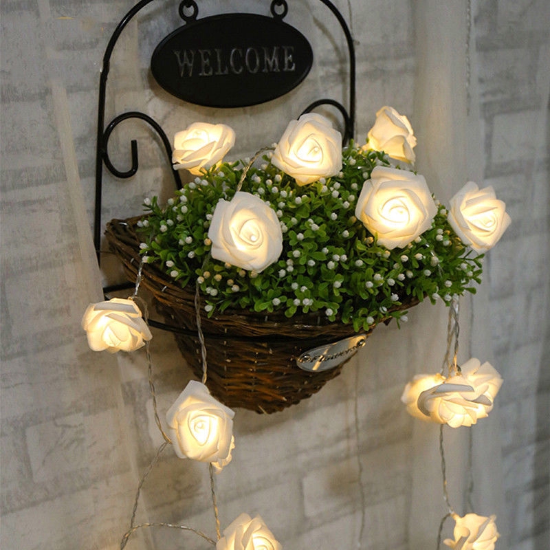 Dây đèn LED 20 bóng hình hoa hồng dùng cho trang trí tiệc/giáng sinh
