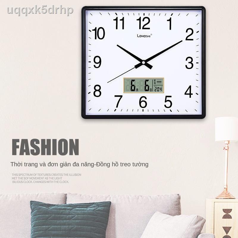 ∏ ✽ ¤☏đồng hồ treo tường điện tử hình vuông phòng khách bầu không khí im lặng nhà cá tính thời trang sáng tạo đơn giản t