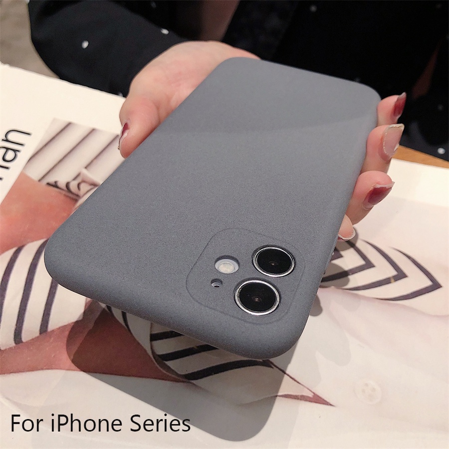 Ốp điện thoại TPU dẻo siêu mỏng đá nhám màu trơn chống trượt thích hợp cho iPhone 12 Pro Max 12 Mini 11 Pro Max