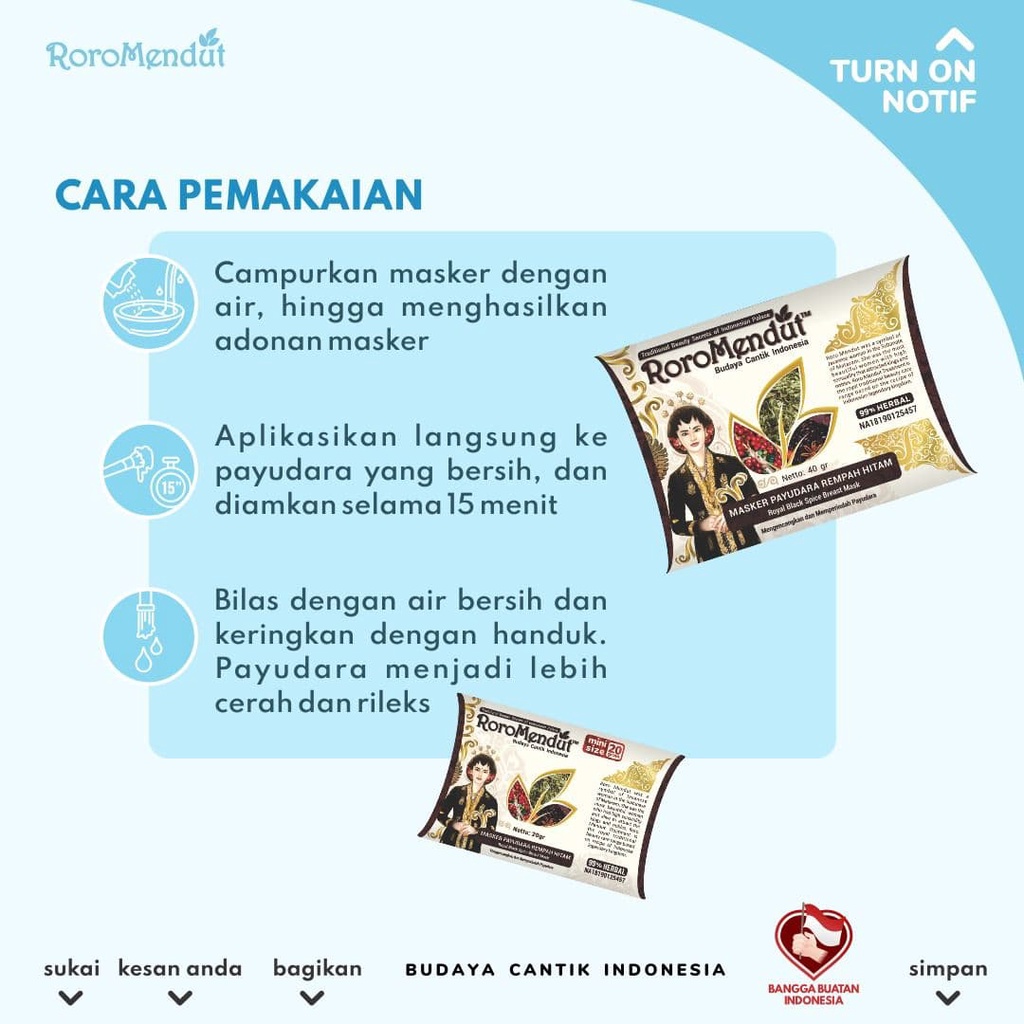 Mặt Nạ Nâng Ngực Săn Chắc Và Làm Sáng Da Chống Chảy Xệ Roro Mendut 20g 40gr | BigBuy360 - bigbuy360.vn