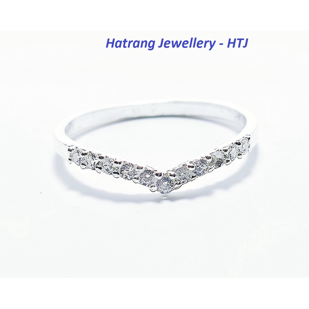 Nhẫn bạc nữ Nhẫn Victory đính đá - HTJ - NB0550 Bạc ta S999