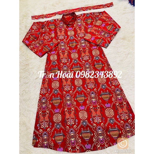 Khăn áo hầu đồng - áo bản mệnh gấm trơn đẹp