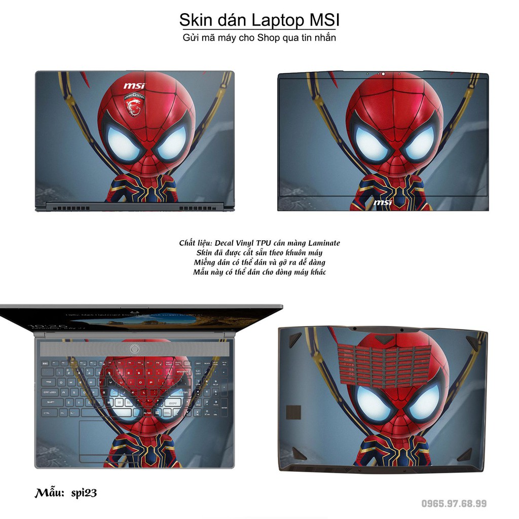 Skin dán Laptop MSI in hình người nhện Spiderman nhiều mẫu 2 (inbox mã máy cho Shop)