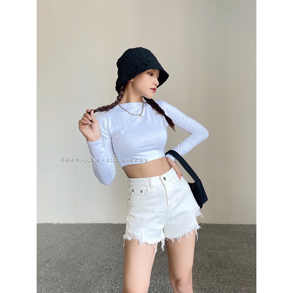 ÁO CROP TRƠN TAY DÀI-AC020