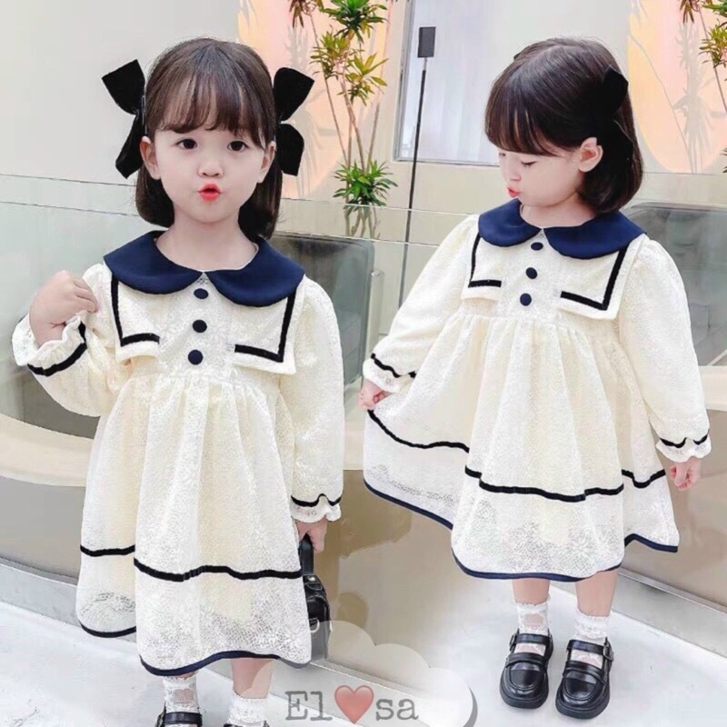 Váy bé gái - váy ren cúc ngực cao cấp cho bé 1-5 tuổi