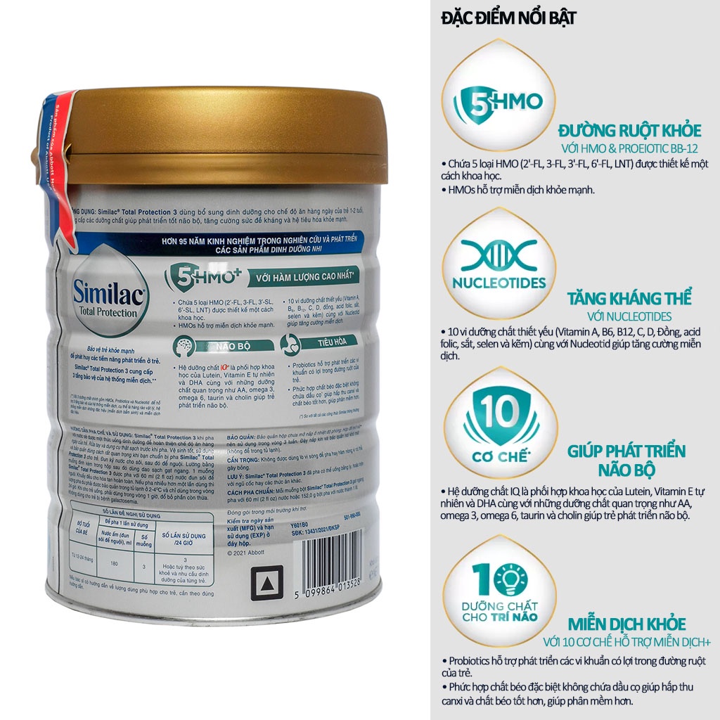 [CHÍNH HÃNG] Sữa Bột Abbott Similac Total Protection Số 3 - Hộp 900g