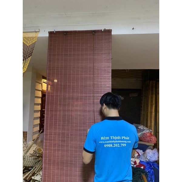 Mành tăm tre mầu Nâu Đỏ. Mành tre đóng trần, mành tre trải bàn trà khổ 80cm bán mét dài.