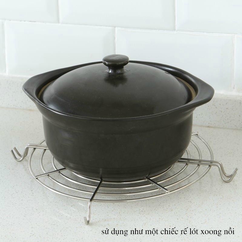 Vỉ gác chảo để đồ ăn khi chiên rán cỡ to bằng inox | BigBuy360 - bigbuy360.vn