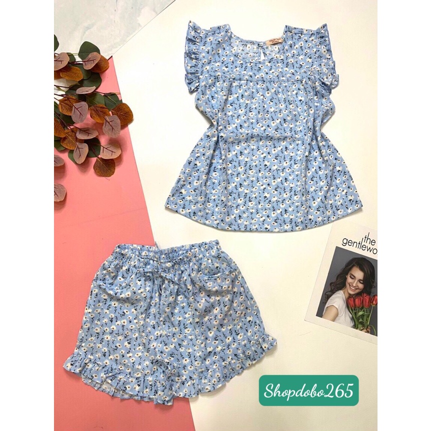 Đồ bộ nữ,đồ ngủ mặc nhà đùi vải lụa mango BN 23 hoa nhí dễ thương size 45-57kg.